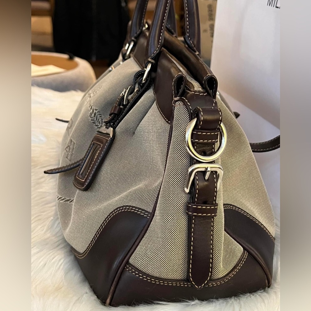 💰SOLD - Prada Logo Satchel in Jacquard Canvas - Picture 3 of 14